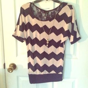Navy and Peach Chevron Shirt