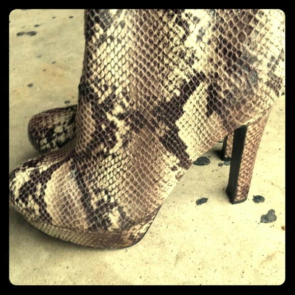 Faux snakeskin heels