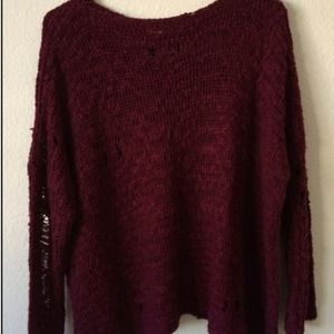 Tobi 'Getting Knitty' Sweater in *MAROON*