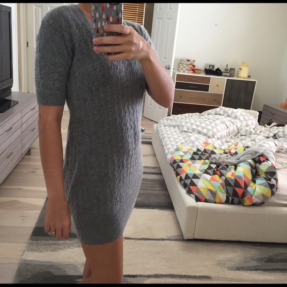 ❌SOLD❌BCBG MaxAzria gray angora sweater dress - Picture 2 of 4