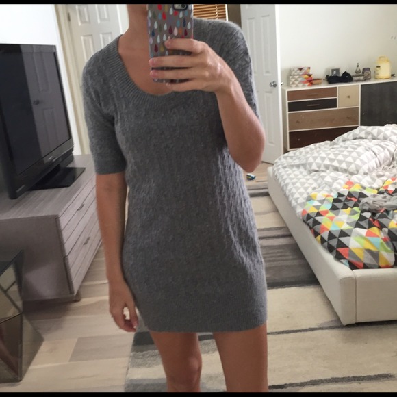 ❌SOLD❌BCBG MaxAzria gray angora sweater dress - Picture 4 of 4