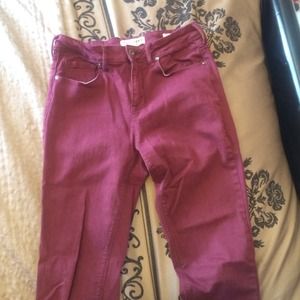 bullhead high rise maroon skinny jeans