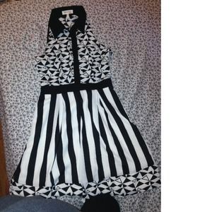 Artsy printed black and white dress