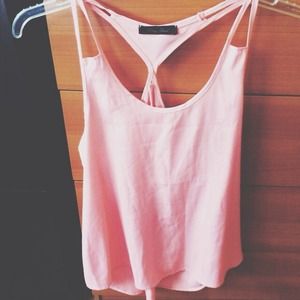 Pink flowy soft tank