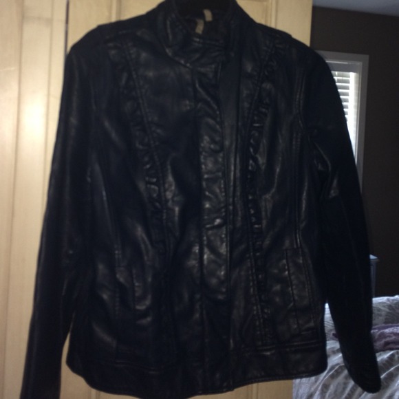 Faux Navy leather coat