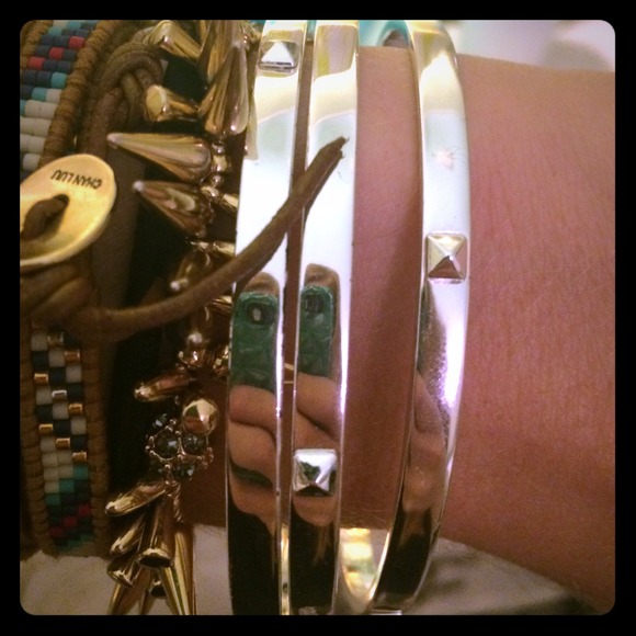 Studded silver bangles