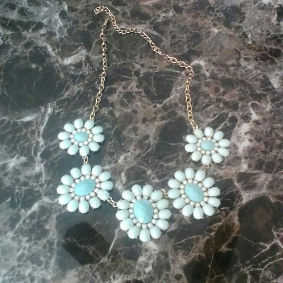 Blue flower necklace.