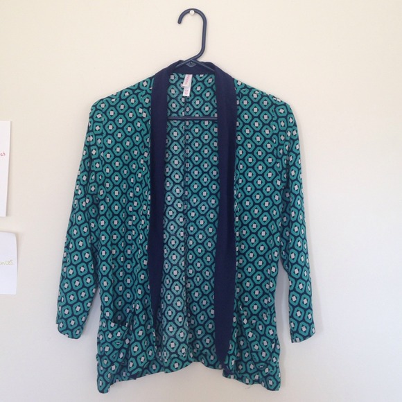 Aqua, white and navy light weight blazer