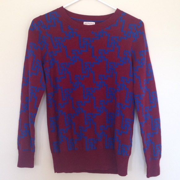 Maroon and blue comfy sweater