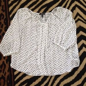 Black and white poka dot blouse shear