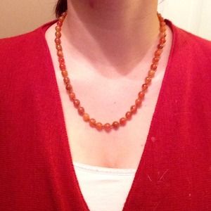 Orange glass beaded necklace