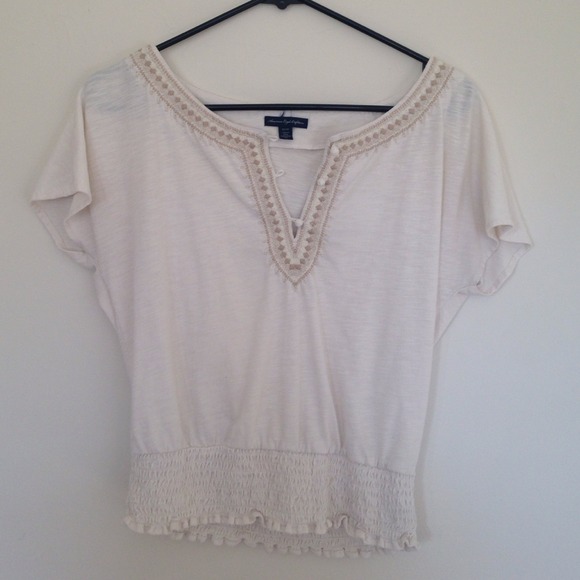 Banded off white top