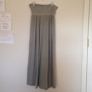 Green-gray banded maxi skirt