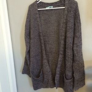 Gray cozy knit cardigan sweater