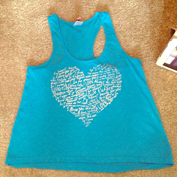 Blue love tank top