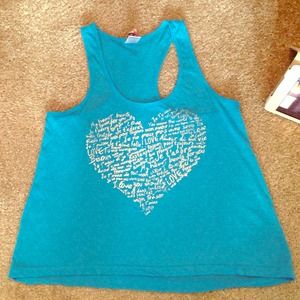 Blue love tank top