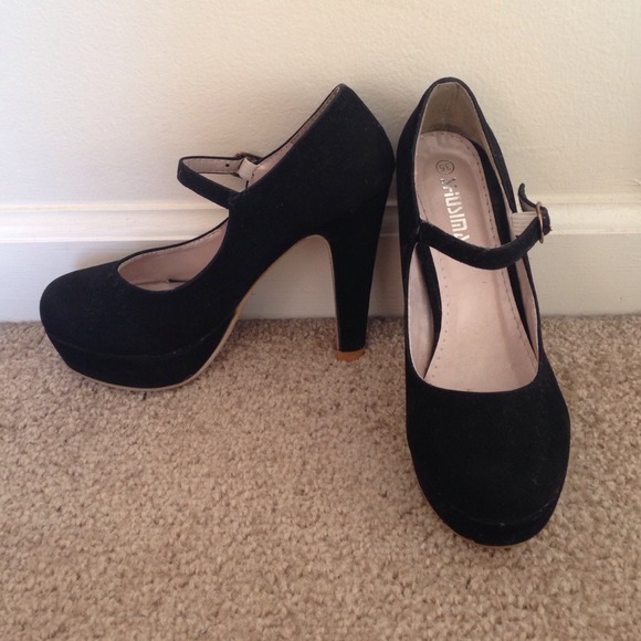 Black felt stilettos