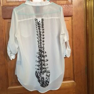 Skeleton spine sheer blouse