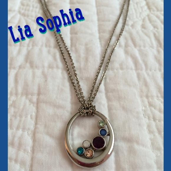 Lia sophia multi colored rhinestone necklace