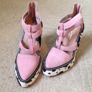 Jeffrey Campbell pink freca cow platform heel