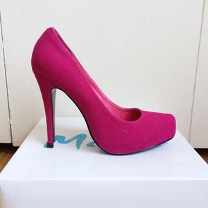 Fuschia Faux Suede Pumps