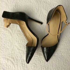 Zara Vamp Asymmetrical Croc Heels Pumps