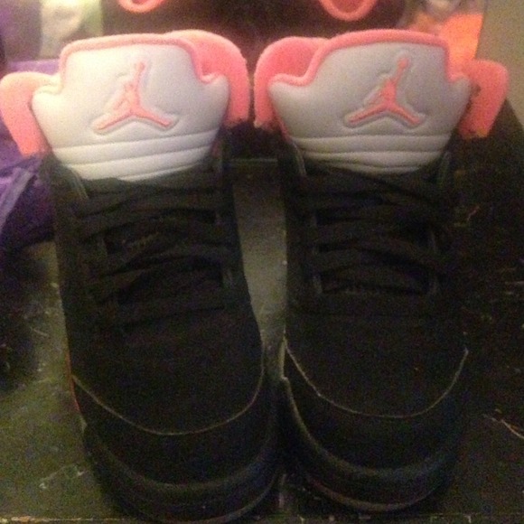 Black & pink jordan 5's