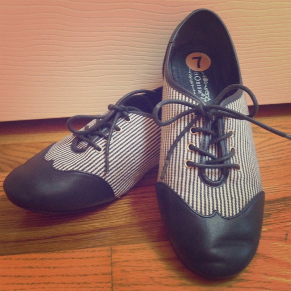 Navy Blue and White Oxfords