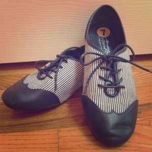 Navy Blue and White Oxfords