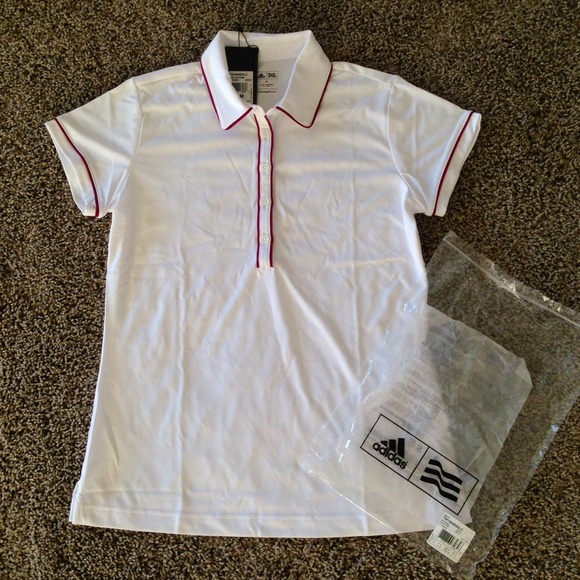*New Listing* Bright White/Burgundy Golf Shirt - Picture 1 of 4