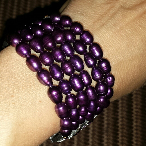 Beautiful Plum and silver braclet - Picture 2 of 3