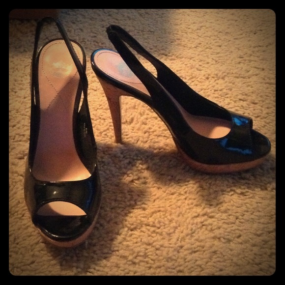 Black heels with cork heel - Picture 1 of 3