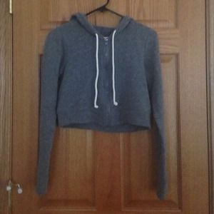 Grey cropped hoodie & blue sweater bundle