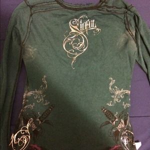 Sinful brand reversible thermal shirt