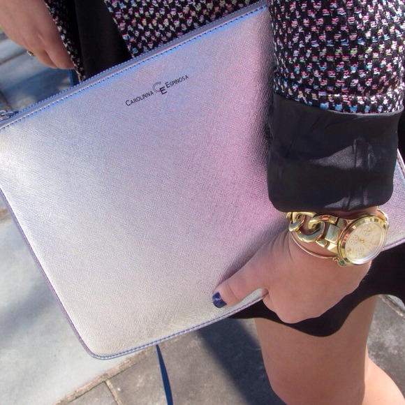 Carolinna Espinosa Metallic Zipper Clutch