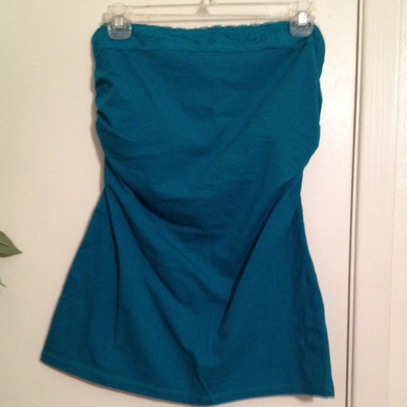 Teal strapless top