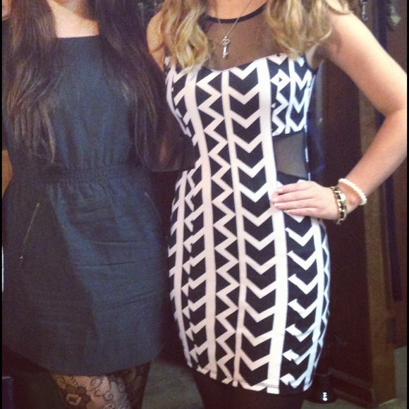 Chevron mesh dress