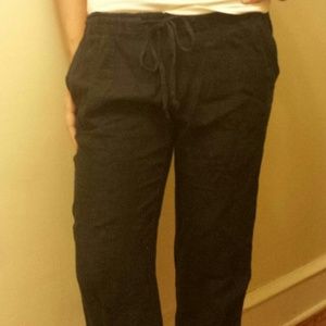 Navy blue linen drawstring slacks