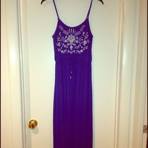 Royal blue maxi dress with white design