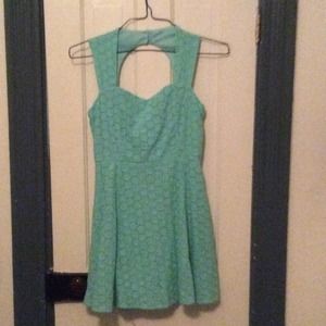 mint blue colored lace-type dress
