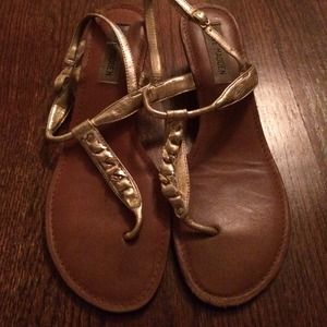Gold Steve Madden Wedge Sandals