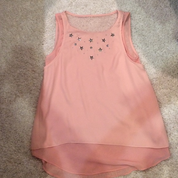 Tobi hi-lo pink star studded shirt
