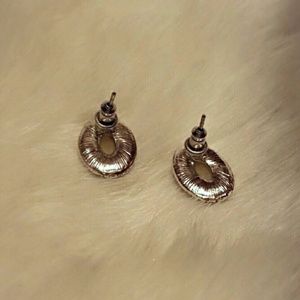 Jewelry - Silver and Off-White Oval Earrings Jewelry - Silver and Off-White Oval Earrings