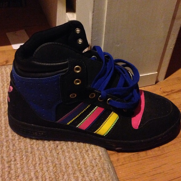 Adidas neon high tops!
