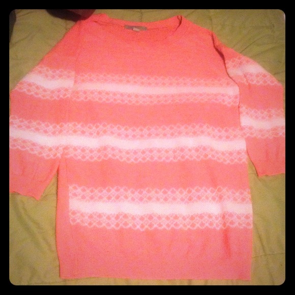 SOLD Coral and cream sweater