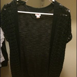 Short sleeve crochet black cardigan