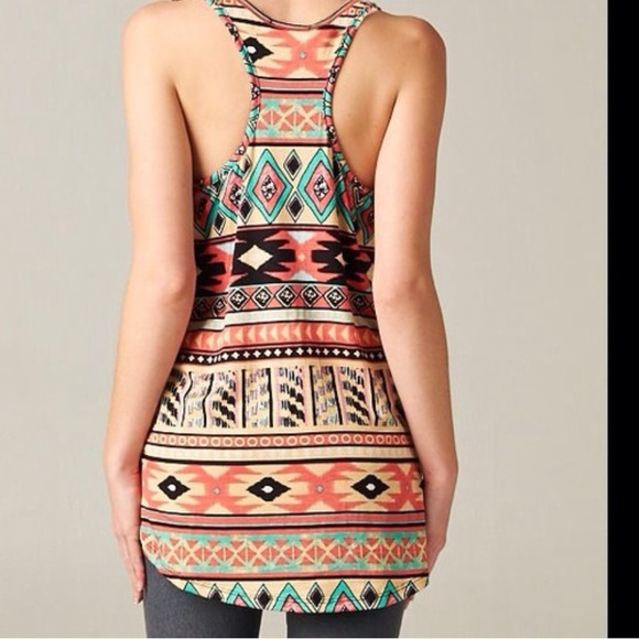 SOLD OUT!! Aztec print racer back top - Picture 2 of 3