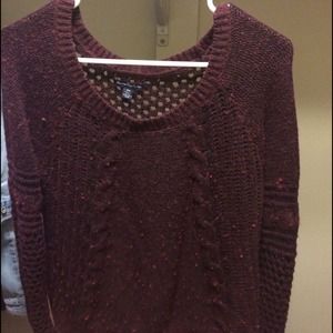 Crocheted maroon sweater