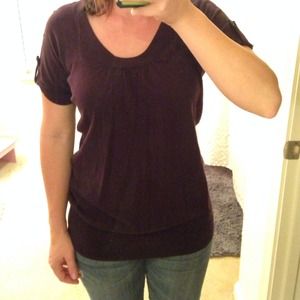 Short sleeve gap sweater with button detail