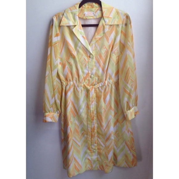 Vintage 1960s Yellow Zig Zag Dress